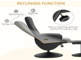 Swivel Recliner Chair with Footstool, PU Leather Armchair and Ottoman with High Back and Round Base T3398P328123