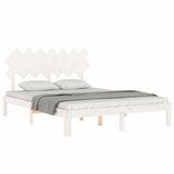 Bed Frame without Mattress White King Size Solid Wood Pine 3193732