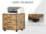 3 Drawer File Cabinet, Mobile Filing Cabinet on Wheels for Home Office, Study, Rustic Brown T3398P342393