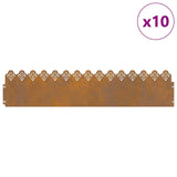 Lawn Edgings 10 pcs Rusty 103 x 0.05 x 22 cm Weathering Steel 874762