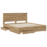 Bed Frame with Drawer Artisan Oak 180 x 200 cm Engineered Wood 3411279