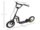 Teen Kids Stunt Scooter w/ Adjustable Handlebar, 12 Inch Rubber Tyres, Dual Brakes, Black T3398P422454