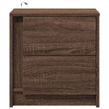 ZNTS Bedside Cabinet with LED Lights Brown Oak Engineered Wood 852059