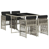 5 Piece Garden Dining Set with Cushions Light Grey Poly Rattan 3210899