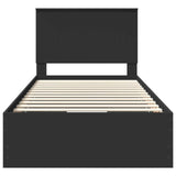Bed Frame with Drawer Black 100 x 200 cm Engineer Wood 3411146