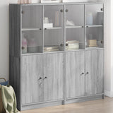 Bookcase with Doors Grey Sonoma 136x37x142 cm Engineered Wood 3206529