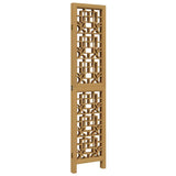 Room Divider 4 Panels Brown Solid Wood Paulownia 358866