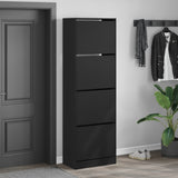 Shoe Cabinet with 4 Flip-Drawers Black 60x34x187.5 cm 3214372