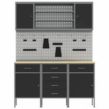 Work Cabinet with Drawer 7 pcs Black Engineered Wood and Steel 3321442