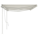 ZNTS Manual Retractable Awning with Posts 6x3 m Cream 3069997