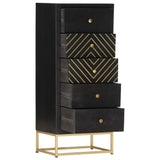 Drawer Cabinet Black and Gold 45x30x105 cm Solid Mango Wood 286513