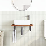 Basin Shelf Wall Mounted Steel and Solid Wood Oak 3302349