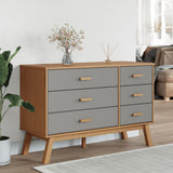 Drawer Cabinet OLDEN Grey and Brown Solid Wood Pine 358592