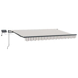 Retractable Awning Light Grey and White 500 x 300 cm Fabric 3426336