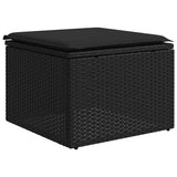 2 Piece Garden Sofa Set with Cushions Black Poly Rattan Acacia 3328678