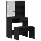 LED Dressing Table Set 2 pcs Black Oak Engineered Wood 3333070