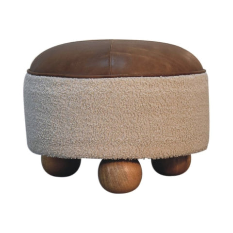 Cream Boucle Buffalo Footstool IN3499