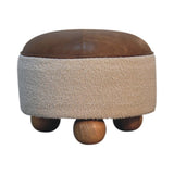 Cream Boucle Buffalo Footstool IN3499