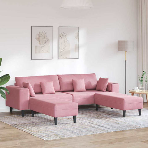 Velvet Sofa with Cushion 3 pcs Pink 208 cm Velvet 3335175