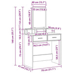 ZNTS Dressing Table with Drawers in Sonoma Oak - 79x41x140 cm 865138