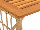 Outdoor Table Natural 80 x 40 x 40 cm Steel and Poly Rattan 42025146