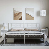 Metal Bed Frame without Mattress with Footboard White 193x203cm 355340