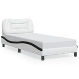 Bed Frame with LED without Mattress "Hvar" White and Black 90x200 cm 3213912