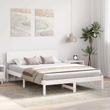 Bed Frame with Headboard White 160 x 200 cm Solid Pine Wood 872099
