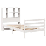 ZNTS Bookcase Bed without Mattress White 75x190 cm Small Single Solid Wood Pine 3321884