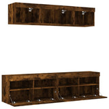 5 Piece TV Wall Units with LED Smoked Oak Engineered Wood 3216722