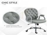Office Chair Ergonomic 360&deg Swivel PU Diamante Padded Base 5 Castor Wheels for Home Work Grey T3398P344758