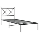 Metal Bed Frame without Mattress with Headboard Black 80x200cm 376493