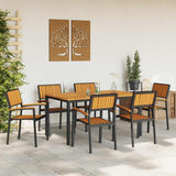 Garden Dining Set 7 pcs Black and brown 150 x 90 x 75 cm 3284416