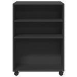 ZNTS Side Table with Wheels Black 55x60x78 cm Engineered Wood 853156