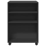 ZNTS Side Table with Wheels Black 55x60x78 cm Engineered Wood 853156