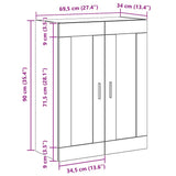 Wall Mounted Cabinet Artisan Oak 69.5x34x90 cm 857331