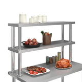 2-Tier Work Table Overshelf 120x30x65 cm Stainless Steel 51193