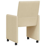 Dining Chairs with Wheels 2 pcs Cream 58 x 65 x 94 cm Fabric 42017836