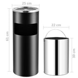 Ashtray Dustbin Hotel 30 L Steel Black 51088