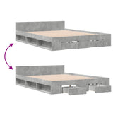 Bed Frame with Drawers without Mattress Concrete Grey 150x200 cm King Size 3280744