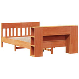 Bookcase Bed without Mattress Wax Brown 150x200 cm King Size Solid Wood Pine 3323181