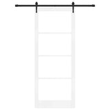 Sliding Door White 93 x 232 cm Solid Pine Wood and Glass 3332348
