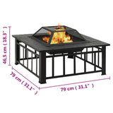 Fire Pit with Poker 79x79x46.5 cm XXL Steel 360061