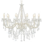 Chandelier with Beads White 12 x E14 Bulbs 281608