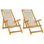 Beach Chair with Cushion 2 pcs Brown x x Solid Acacia wood 3325144