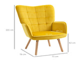 Modern Accent Chair, Upholstered Tufted Wingback Armchair with Seat Padding, Velvet Leisure Lounge T3398P329907