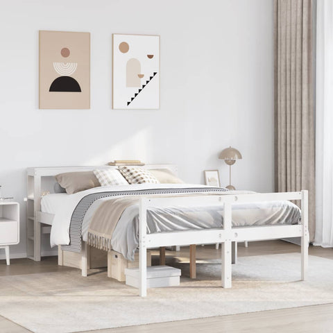 Senior Bed with Headboard without Mattress White 150x200 cm King Size 3305868