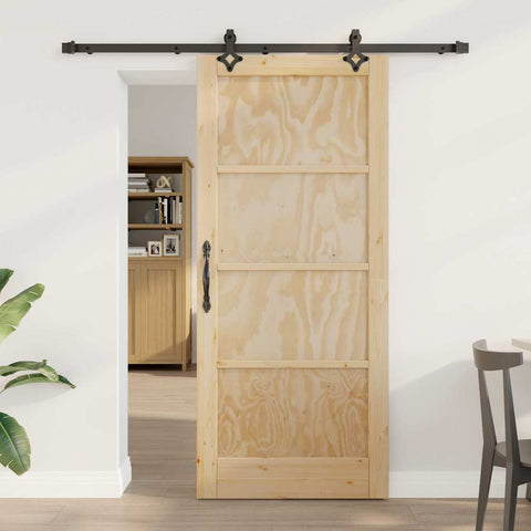 Sliding Door Manual Natural and black 86 x 198.5 cm 3333510