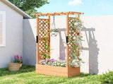 Fir Wood 110 x 44 cm Planter and Trellis Garden Bed T3398P551721
