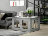 Dog Crate End Table Furniture Style Dog Cage w/ Three Doors, Locks and Latches - Grey T3398P376391